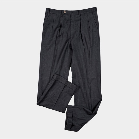 Paul Stuart Other - Paul Stuart Dress Men Pants Trousers Flannel Wool Pleated Cuffed Old Money 34x35